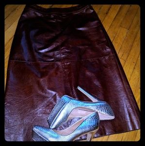 Vintage Leather Deep-Wine Colored Skirt by GAP